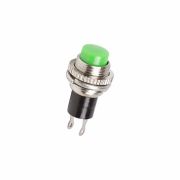 Выключатель-кнопка металл 220V 2А (2с) (ON)-OFF Ø10.2 зеленая Mini | 36-3333 | REXANT