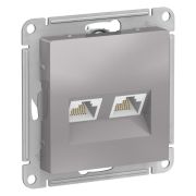 AtlasDesign Алюминий Розетка 2-ая компьютерная RJ45+RJ45, кат.5E, механизм | ATN000385 | SE