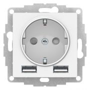 AtlasDesign Белый Розетка 16А с 2 USB A+A, 5В/2,4А, 2х5В/1,2А, механизм | ATN000130 | SE