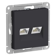 AtlasDesign Карбон Розетка 2-ая компьютерная RJ45+RJ45, кат.5E, механизм | ATN001085 | SE