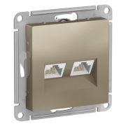 AtlasDesign Шампань Розетка 2-ая компьютерная RJ45+RJ45, кат.5E, механизм | ATN000585 | SE