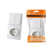 Блок комбинированный БКВР 2-х кл. выкл + розетка 2П+З с з/ш   | SQ1813-0002 | TDM