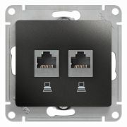 Glossa Антрацит Розетка 2-ая компьютерная RJ45+RJ45, кат.5E | GSL000785KK | SE