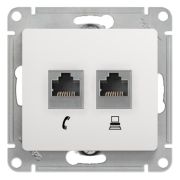 Glossa Белый Розетка 2-я RJ11+RJ45, кат.5E | GSL000185 | SE