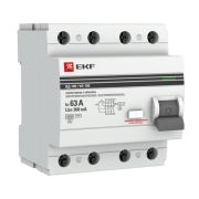 Выключатель дифференциальный (УЗО) (селективный) 4п 63А 300мА тип AC PROxima | elcb-4-63-300S-em-pro | EKF