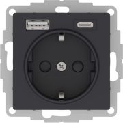 AtlasDesign Карбон Розетка 16А c 2 USB A+С механизм | ATN001032 | SE