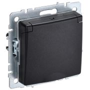 BRITE Розетка с заземлением со шторками с кр. 16А IP44 РСбш10-3-44-БрЧ черный | BR-R16-16-44-K02 | IEK