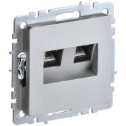 BRITE Розетка компьютерная 2-ая RJ45 кат.5E РК10-2-БрА алюминий | BR-K20-1-K47 | IEK