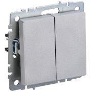 BRITE Выключатель 2-клавишный 10А ВС10-2-0-БрА алюминий | BR-V20-0-10-K47 | IEK