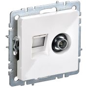BRITE Розетка двойная TV+RJ45 кат.5E РТВ/РК12-БрБ белый | BR-AK20-1-K01 | IEK
