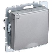 BRITE Розетка с заземлением со шторками с кр. 16А IP44 РСбш10-3-44-БрА алюминий | BR-R16-16-44-K47 | IEK