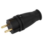 Вилка каучуковая c заземлением 16А IP44 прямая черная VX10-B-IP44 | Б0055414 | ЭРА