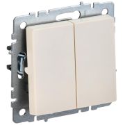BRITE Выключатель 2-клавишный 10А ВС10-2-0-БрКр бежевый | BR-V20-0-10-K10 | IEK