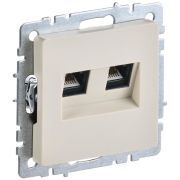 BRITE Розетка компьютерная 2-ая RJ45 кат.5E РК10-2-БрКр бежевый  | BR-K20-1-K10 | IEK