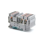 Клемма проходная, зажим push-in, 3 точки подключения, 2.5 кв.мм, серая | VPR-2.5-TWIN-GY | DKC