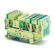 Клемма заземления, зажим push-in, 3 точки подключения, 2.5 кв.мм | VPR-2.5-TWIN-PE-YG | DKC