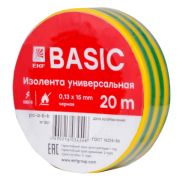 Изолента, класс В (общего применения), 0.13х15мм, 20 метров, желто-зеленая EKF Simple | plc-iz-b-yg | EKF
