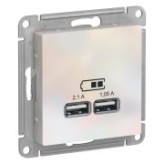 AtlasDesign Жемчуг Розетка USB, 5В, 1 порт x 2,1 А, 2 порта х 1,05 А, механизм | ATN000433 | SE