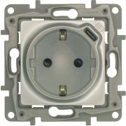 Розетка USB C Etika 16А 250В 1500мА 7.5Вт с заземл. защ. шторки безвинт. зажимы алюм. IEK 672488