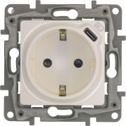 Розетка USB C Etika 16А 250В 1500мА 7.5Вт с заземл. защ. шторки безвинт. зажимы бел. IEK 672288