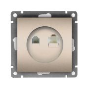 Розетка компьютерная + телефонная 2-м СП Афина механизм шампань Universal A0052-Br