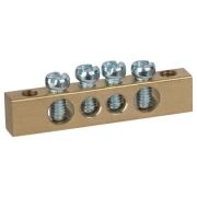 Шина NO-122-01 PEN земля-ноль 6х9мм 4/2 латунная с креплениями по краям Эра Б0047215