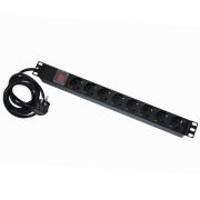 Блок распределения питания 19дюйм 16А/250В 8 розеток (Schuko) SUPRLAN 05-0419