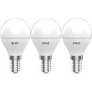 Лампа светодиодная Basic 5.5Вт шар 3000К E14 525лм (уп.3шт) GAUSS 10531152T