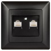 Розетка компьютерная 2-м СП Solo 4-304-05 RJ45 антрацит Intro Б0043393