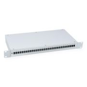 Кросс бокс оптический FO-19-32SC 19дюйм на 32 SC LC duplex со сплайс-кассетой и КДЗС без пигтейлов и проходных адаптеров Cabeus 7935c