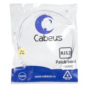 Патч-корд телефонный PC-TEL-RJ12-3m 2х6р4с PVC 3м бел. Cabeus 7890c