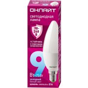 Лампа светодиодная 90 412 OLL-C37-9-230-6.5K-E14-FR (PRO 90-240В) ОНЛАЙТ 90412