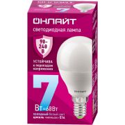 Лампа светодиодная 90 420 OLL-G45-7-230-6.5K-E14-FR (PRO 90-240В) ОНЛАЙТ 90420