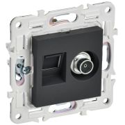 Розетка двойная TV+RJ45 кат.6E SKANDY SK-A15G графит IEK SK-AK20-2-K53