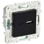 Розетка USB A+C 18Вт SKANDY SK-R13Bl черн. IEK SK-U22-018-K02