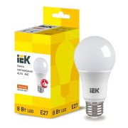 Лампа светодиодная Alfa 8Вт A60 грушевидная 3000К E27 230В (6шт) IEK LLA-A60-8-230-30-E27-6