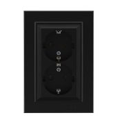 Розетка двойная с заземления Karea черн. Makel 56054082