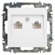 Розетка компьютерная 1-м СП Accent 6-304-01 2xRJ45 IP20 бел. Intro Б0063646