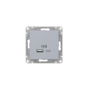 Розетка СП Эпика USB-A+С механизм алюм. EKF UP1-SOA-USBA+USBC