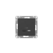 Розетка СП Эпика USB-С быстрая механизм черн. EKF UP1-SOB-USBCF