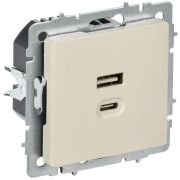 Розетка СП BRITE USB A+C 45Вт высокоск. заряд. РЮ11-2-БрКр беж. IEK BR-U22-045-K10