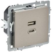 Розетка СП BRITE USB A+C 45Вт высокоск. заряд. РЮ11-2-БрШ шампань IEK BR-U22-045-K37