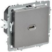 Розетка СП BRITE USB C 65Вт высокоскор. заряд. РЮ12-1-БрС сталь IEK BR-U13-065-K46