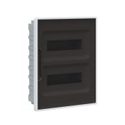 Щиток 24 мод встраиваемый для полых стен FRAME с тонированной дверцей с 4 шинами PEN (2шт на 8 отв. и 2шт на 6 отв.) бел. DKC F24B3WD