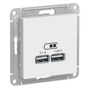 AtlasDesign Лотос USB Розетка A+A, 5В/2,1 А, 2х5В/1,05 А, механизм | ATN001333 | SE