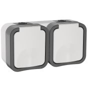 TORS Розетка 2-ая с з/к кр. гориз. 16А IP55 TS222 белый | TS-R26-16-55-G-K41 | IEK