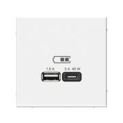 ArtGallery Белый Розетка USB A + тип-C 45Вт высокоскор.заряд. QC, PD, механизм | GAL000129 | SE