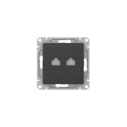 Механизм розетки RJ45 - 2шт, (cat5), чёрный Эпика EKF | UP1-SOB-2RJ45-5 | EKF