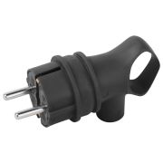 Вилка каучуковая c заземлением 16А IP44 с кольцом угловая черная VX12-B-IP44  | Б0069323 | ЭРА