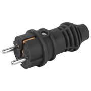 Вилка  каучуковая c заземлением 16А IP44 прямая черная  VX13-B-IP44 | Б0069321 | ЭРА